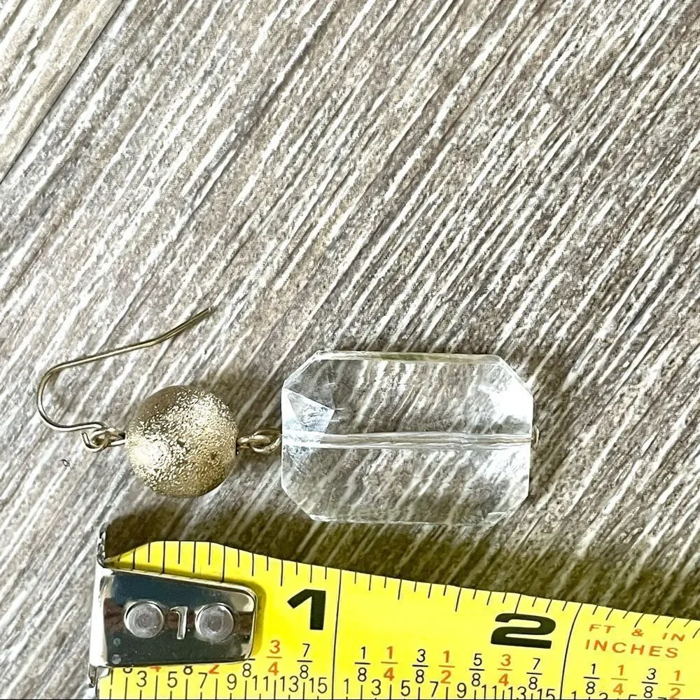 Gold and clear bead drop earrings offers open